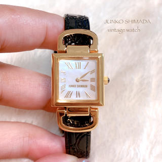 ジュンコシマダ(JUNKO SHIMADA)の【JUNKO SHIMADA】シェル文字盤×レザー腕時計　稼働品　美品(腕時計)