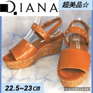 ダイアナ(DIANA)のダイアナ オープントゥ ウェッジソール スタッズレザーサンダル(サンダル)