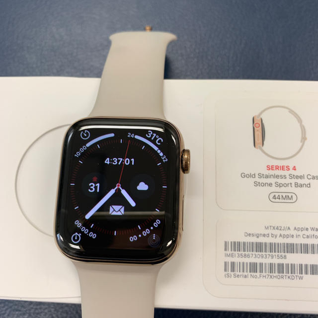 時計apple watch series4 ゴールド44㎜美品ステンレスセルラー