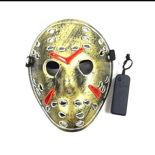 新品　ハロウィンマスク   LED光る仮面　ジェイソン仮面(小道具)