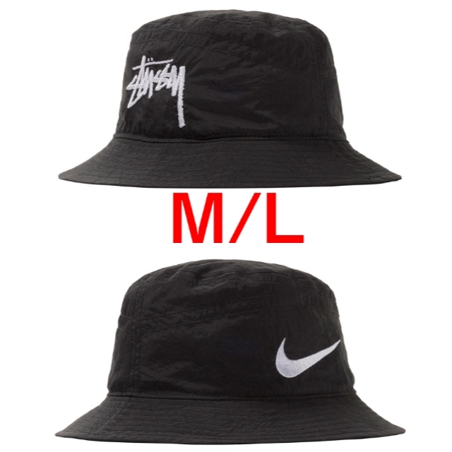 メンズM/Lサイズ STUSSY NIKE BUCKET HAT ブラック黒