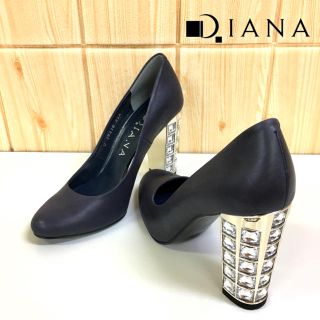 ダイアナ(DIANA)の【DIANA】パンプス(21.5) ヒール　ビジュー　ハイヒール　紺(ハイヒール/パンプス)