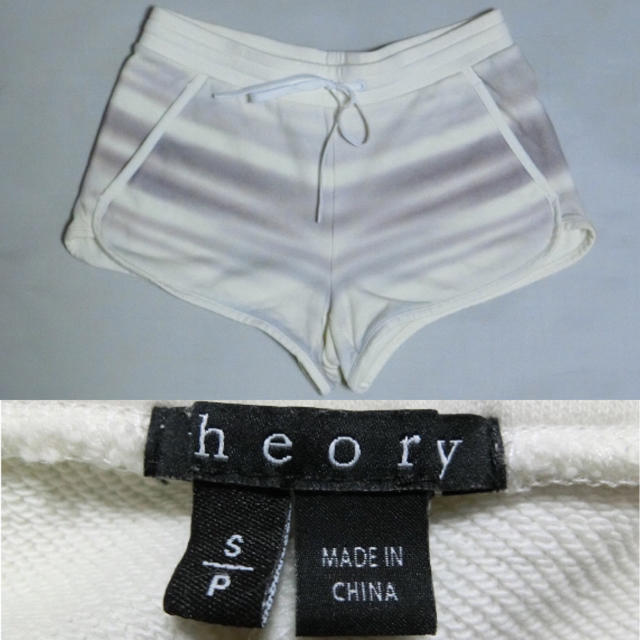 theory(セオリー)のtheory セオリー　オフホワイトに横柄でスウェット素材のショートパンツ S レディースのパンツ(ショートパンツ)の商品写真