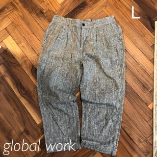 グローバルワーク(GLOBAL WORK)のギンガムチェック　パンツ　グローバルワーク　美品　黒　綿麻　チェック(カジュアルパンツ)