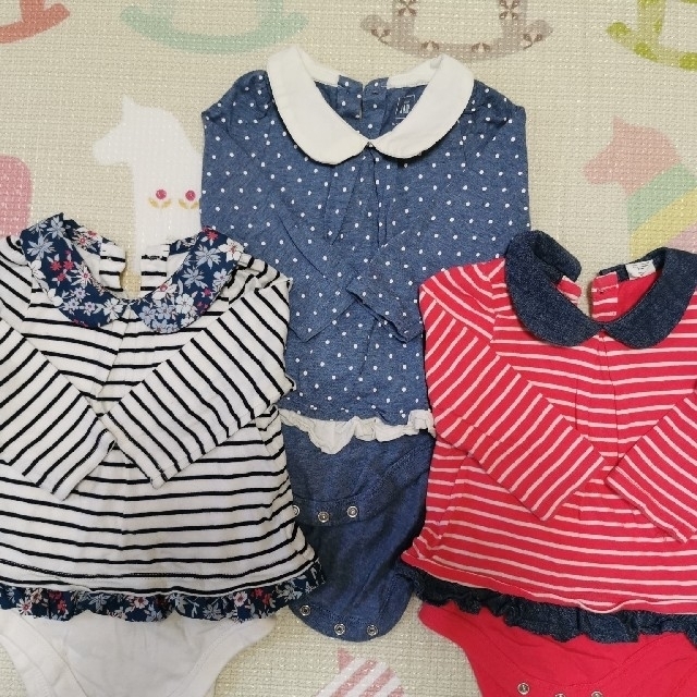 babyGAP(ベビーギャップ)の専用⭐babyGAP　長袖ロンパース　ボーダー2点 キッズ/ベビー/マタニティのベビー服(~85cm)(ロンパース)の商品写真