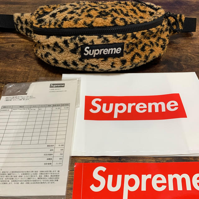 SupremeカラーSupreme 17A/W レオパードフリースウエストバッグ