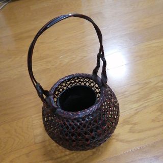 九藍花籠　久留米藍胎漆器　漆塗手編み花器花入(漆芸)