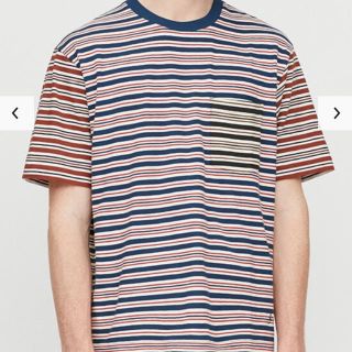 ユニクロ(UNIQLO)のユニクロ アンダーソンボーダーTシャツ JW anderson Sサイズ　ブルー(Tシャツ/カットソー(半袖/袖なし))