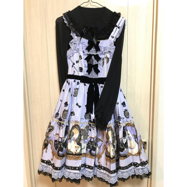 Angelic Pretty(アンジェリックプリティー)の♡ Angelic Pretty Princess Cat ♡ラベンダーJSK レディースのワンピース(ひざ丈ワンピース)の商品写真