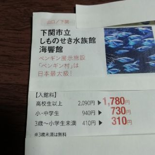 しものせき水族館　海響館　山口県　下関市　310円割引き　5名まで　　(水族館)