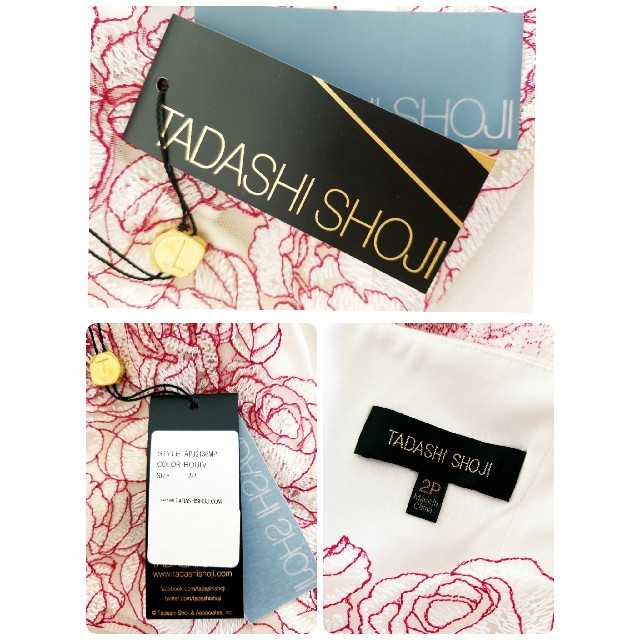 TADASHI SHOJI(タダシショウジ)のタダシショージ Tadashi Shoji＊ローズ刺繍レースドレス＊新品、タグ付 レディースのワンピース(ひざ丈ワンピース)の商品写真