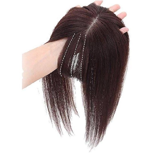 人毛100%✨前髪付き❣️うる艶小顔 部分ウィッグ✨瞬間カバー!I型
