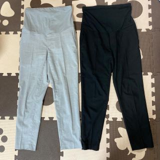 ユニクロ(UNIQLO)の【美品】ユニクロ マタニティパンツ 黒&ライトグレー2本セット(マタニティボトムス)