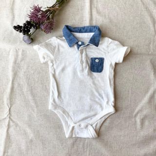 ベビーギャップ(babyGAP)のロンパース ポロシャツ 半袖 60 ベビー gap デニム 出産準備 美品 (ロンパース)