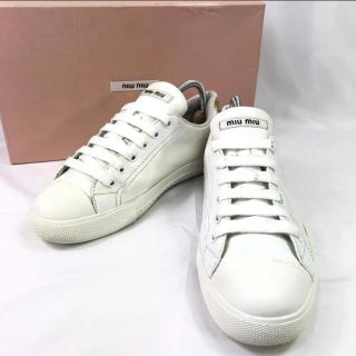 ミュウミュウ レザー スニーカー(レディース)(ホワイト/白色系)の