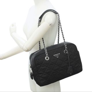 PRADA - プラダ 定価13万円 キルティング チェーン バッグ ブラック