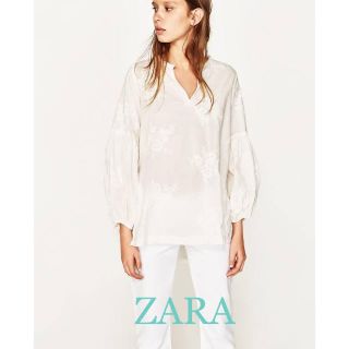 ザラ(ZARA)のsale!新品タグ付☆ZARA☆collection刺繍ボリュームスリーブシャツ(シャツ/ブラウス(長袖/七分))