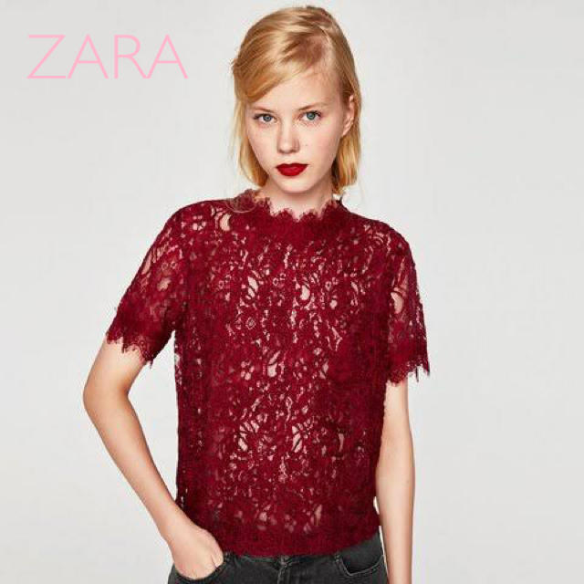 ZARA(ザラ)のsale!新品タグ付☆ZARAザラ☆エンブロイダリーレースブラウス レディースのトップス(シャツ/ブラウス(半袖/袖なし))の商品写真