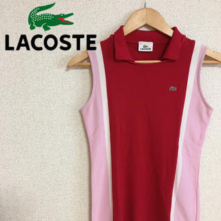ラコステ(LACOSTE)のLACOSTE ラコステ　ポロシャツ ゴルフウェア　タンクトップ　赤　ピンク　白(ポロシャツ)