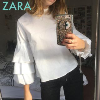 ザラ(ZARA)のsale!新品タグ付☆ZARAザラ☆レイヤーパフスリーブカットソー(シャツ/ブラウス(長袖/七分))