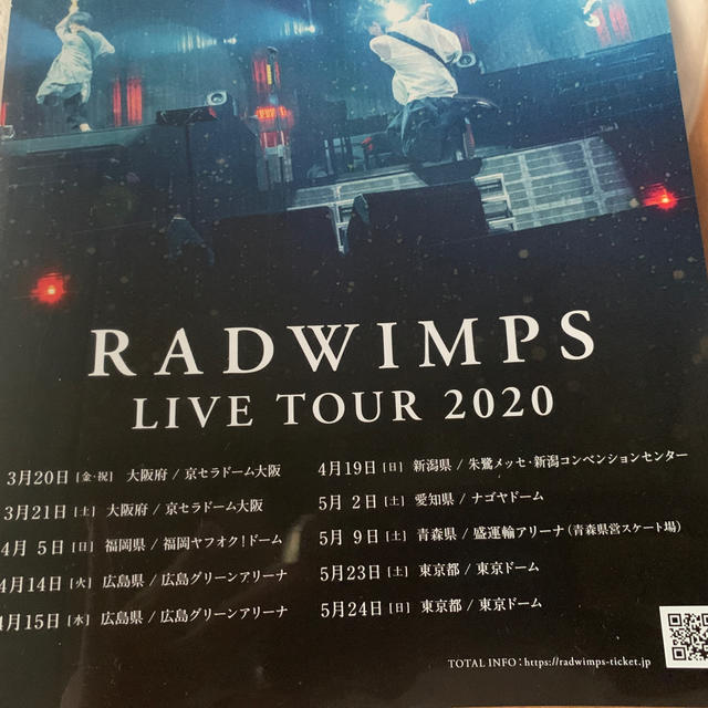 Radwimps ツアーフライヤー年の通販 By 引越しのため売り切り希望 ラクマ