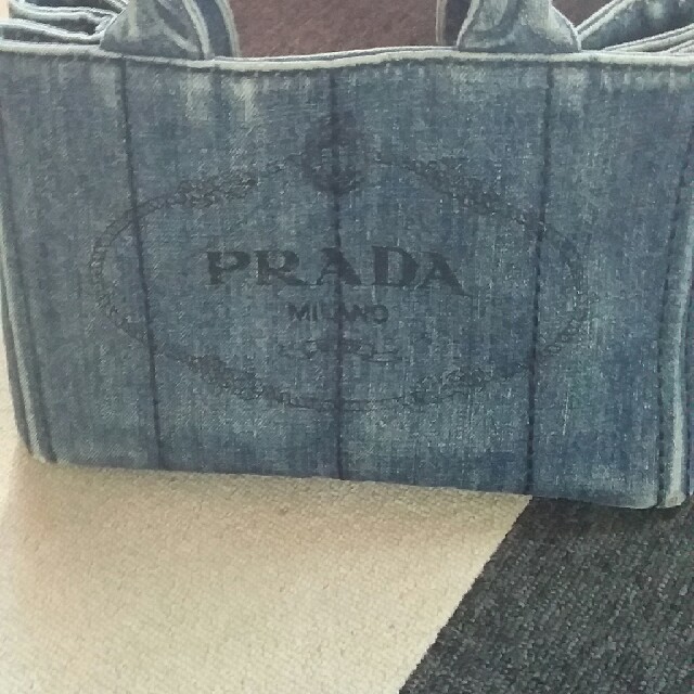 【美品】 PRADA カナパデニム バッグ 商品タグ有り 購入カード付