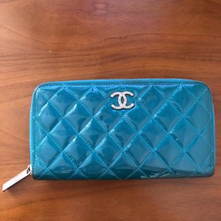 シャネル(CHANEL)のCHANEL　エナメル長財布　ターコイズブルー(財布)