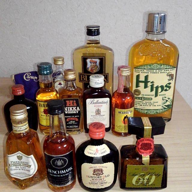 スコッチ、バーボン、カナディアン、サントリー他の古酒ミニボトル12本セット含特級