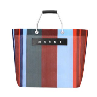 マルニ(Marni)のMARNI  Market マルニ マーケット ストライプバッグ ラッカーレッド(トートバッグ)