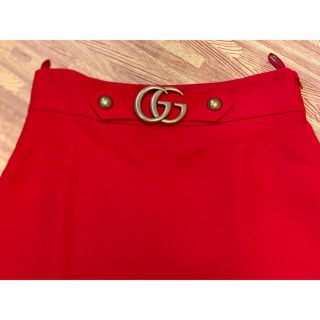 グッチ(Gucci)の♡期間限定お値下げ●GUCCIグッチGGバックル飾りウールシルク台形スカート44(ひざ丈スカート)