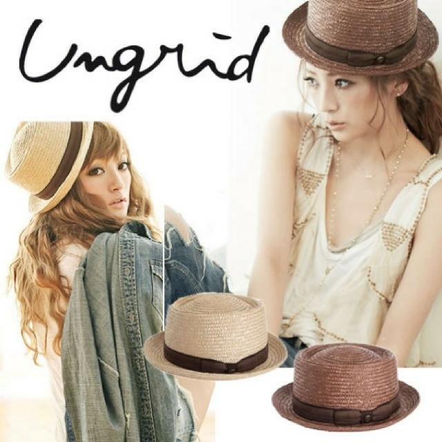 Ungrid(アングリッド)のungrid リボンカンカンHAT レディースの帽子(麦わら帽子/ストローハット)の商品写真