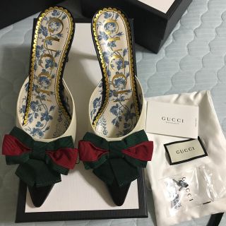 グッチ(Gucci)の新品　グッチ　GUCCI   パンプス　37  ミュール　リボン(ハイヒール/パンプス)