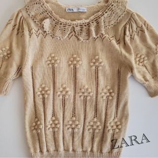 ザラ(ZARA)のZARA サマーニット　鍵編み　トップス(カットソー(半袖/袖なし))