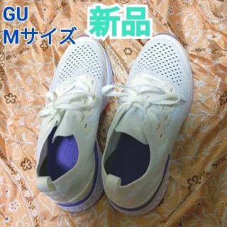 ジーユー(GU)の【新品】GU★スニーカー♡Mサイズ♡ホワイト✕パープル♡可愛い♡(スニーカー)