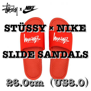 ナイキ(NIKE)の完売‼️STUSSY×NIKE SANDALS 赤 26.0cm 新品 送料込み(スニーカー)