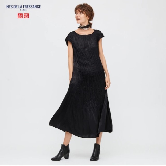 UNIQLO(ユニクロ)のイネス サテンツイストプリーツワンピース  ユニクロ INES レディースのワンピース(ロングワンピース/マキシワンピース)の商品写真