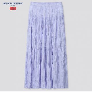 ユニクロ(UNIQLO)のUNIQLO ツイストプリーツロングスカート ブルー 新品 L(ロングスカート)