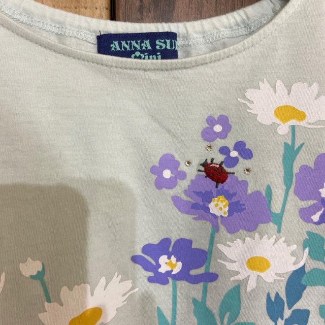 ANNA SUI mini(アナスイミニ)のアナスイミニ　花柄　シフォン　裾フリル　Tシャツ　140 グリーン　 キッズ/ベビー/マタニティのキッズ服女の子用(90cm~)(Tシャツ/カットソー)の商品写真