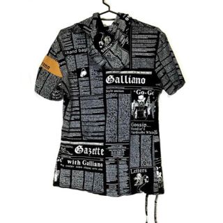 ジョンガリアーノ(John Galliano)のジョン・ガリアーノ JOHN GALLIANO 半袖 パーカー 黒 カットソー(パーカー)