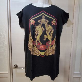 ヴィヴィアンウエストウッド(Vivienne Westwood)の【アングロマニア】ロング丈 カットソー ブラック プリント S(Tシャツ(半袖/袖なし))