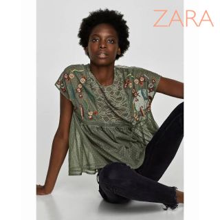 ザラ(ZARA)のsale!新品タグ付☆ZARAザラ☆collection刺繍レースブラウス(シャツ/ブラウス(半袖/袖なし))