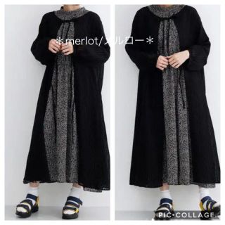 メルロー(merlot)のはなはな様専用です＊merlot＊新品　バックリボンストライプシアーワンピース(ロングワンピース/マキシワンピース)