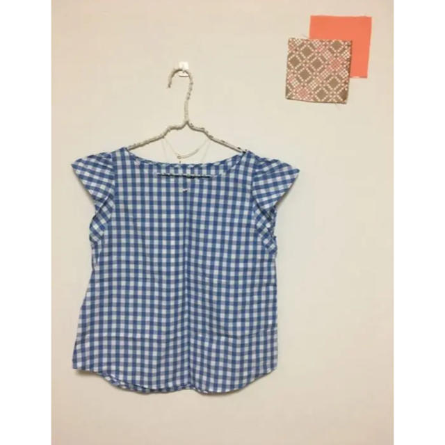 GU(ジーユー)の水色ギンガムチェックトップス❤︎ レディースのトップス(Tシャツ(半袖/袖なし))の商品写真