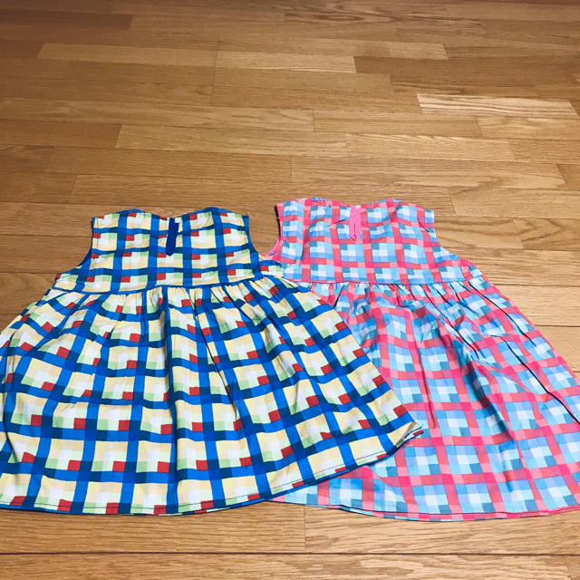 チェックワンピース  イエロー系110 キッズ/ベビー/マタニティのキッズ服女の子用(90cm~)(ワンピース)の商品写真