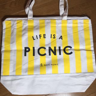 ロペピクニック(Rope' Picnic)のロペピクニック　特大布ショッパーバッグ  イエロー　ホワイト(ショップ袋)