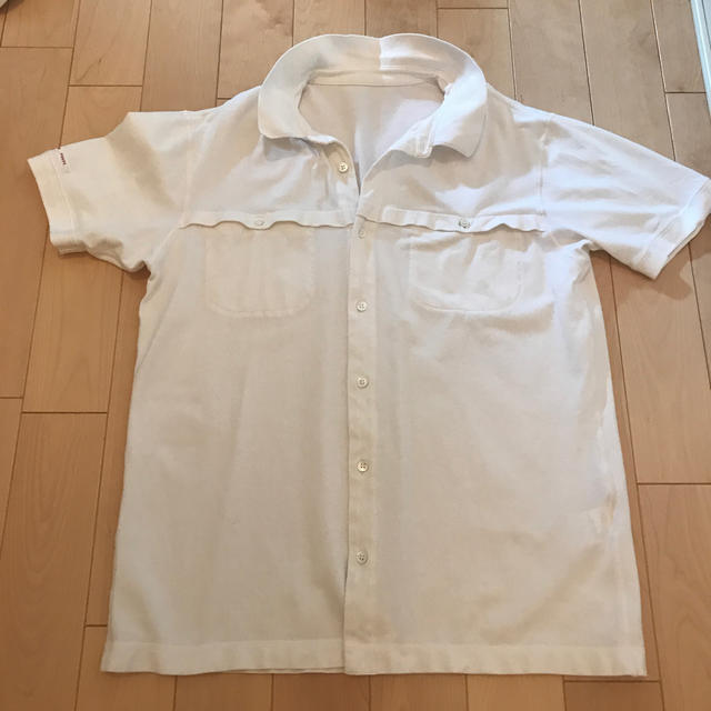【パパス】ポロシャツ 兼 前開きシャツ  白 M 日本製