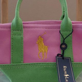 ポロラルフローレン(POLO RALPH LAUREN)の新品未使用　ラルフローレン　ハンドバッグ　ピンク×イエローグリーン(トートバッグ)