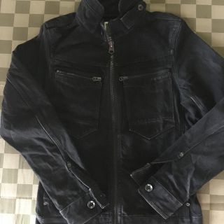 ジースター(G-STAR RAW)の【値下げ】黒デニム　ライダースジャケット　メンズS (ライダースジャケット)