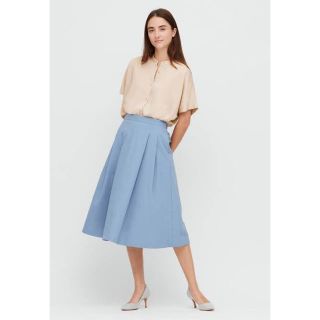 ユニクロ(UNIQLO)の新品未使用【UNIQLO 】ドライストレッチタックフレアスカート(ひざ丈スカート)