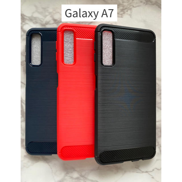 Galaxy(ギャラクシー)のかっこいいカーボン調 軽量耐衝撃TPUケース 楽天　GalaxyA7 レッド　赤 スマホ/家電/カメラのスマホアクセサリー(Androidケース)の商品写真